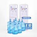 TWO Stand Type Compressor Water Dispensers + TEN 20L Water Bottles